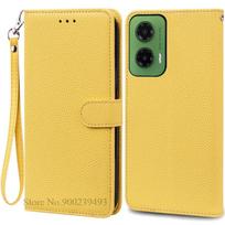 Skirta Moto G35 5G dėklas Piniginė Odinis Atverčiamas Dangtelis Skirta Motorola G35 Dėklas Knygos Formos Dangtelis Skirta Moto G35 Dėklas Coque Fundas Capa For Moto G35 5G yellow