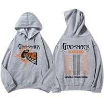 GODSMACK The Rise of Rock Tour 2026 Hoodies Laisvi Kasdieniai Vyriški Moteriški Puloveriai Grafiniai Merch Fleece Ilgomis Rankovėmis Su Gobtuvu Marškinėliai M gray