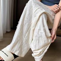Y2k Streetwear Diamonds Wide-legged Pants Grunge Hole Women Clothing High Waisted Baggy Straight Pants Design Chic Trouser XXL black