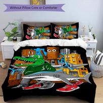 3pcs Italian Brainrot characters2 pattern bedding set duvet cover set includes duvet cover &pillowcases, perfect all season bedroom decoration & gift 135cmx200cm