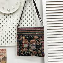 Ethnic Embroidered Cotton Mini Shoulder Bag With Multiple Compartments For Casual Outfits Style J black