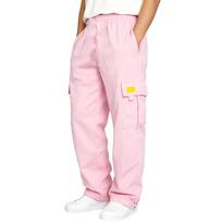 Men's Multi-Pocket Cargo Pants Loose Fit Work Trousers with Stylish Design L white