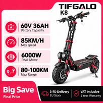 TifgalopK8 Elektrinis paspirtukas 6000W 60V38Ah li-jonų baterija 12 colių visureigio padangos Sulankstomi elektriniai paspirtukai su sėdyne K8 6000W60V36AH-YY