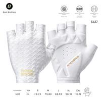 Rock Brothers Cycling Gloves Half-Finger Road Mountain Bike Sports Shock-Absorbing Breathable Short-Finger Gloves for Men and Women Summer 2XL balta
