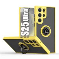 Magnetinis matinis dėklas, skirtas Samsung Galaxy S25 S24 S23 S22 S21 S20 Ultra FE 5G S10 S9 Plus Lite, atsparus smūgiams, su žiedu, dangtelis Funda S21 yellow