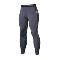 Men's High-Elastic Fitness Leggings - Patch Pocket, Compression, Breathable, Quick-Drying, Ideal for Autumn/Winter Running & Basketball. 3XL gray