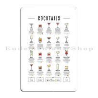 kokteilių lentelė Klasikinis kokteilių plakatas nuo Pocket Cocktails Metalinės vakarėlių namų lentelės Individualizuotas Sukurkite skardos plakatą 20x30cm（7.8x11.8inch） white