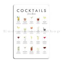 kokteilių lentelė Klasikinis kokteilių plakatas nuo Pocket Cocktails Metalinės vakarėlių namų lentelės Individualizuotas Sukurkite skardos plakatą 30x40cm(11.8x15.7inch)