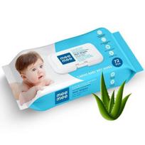 Mee Mee Caring Baby Wet Wipes with Lid (Aloe Vera, 72 Wipes) blue