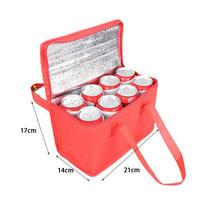 Portable Lunch Bag Insulated Food Thermal Box Camping Storage Bag Waterproof Office Picnic Cooler Lunchbox Beer Delivery Bag Red 21x14x17cm