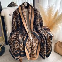 Žieminis šiltas kašmyro šalikas moterims, prabangi pashmina, pledas, storas šalis, kaklaskarė, madinga Bufanda Echarpe Poncho brown