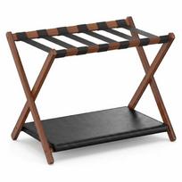 Decor Bamboo Luggage Storage Rack Portable Foldable Shoe Rack Space Saving 1-Tier Foldable Storage Rack Hotel brown