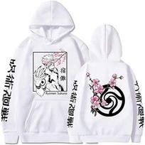 Anime Jujutsu Kaisen Ryomen Sukuna Graphic Hoodies Vintage Oversized Hooded Hip Hop Long Sleeves Cotton Hoodie Men Women Clothes L white