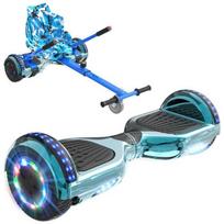 RCB Hoverboard + Kart 2-in-1 6.5 inch Bluetooth and LED – Adjustable Karting – cyan/blue – ideal gift for children