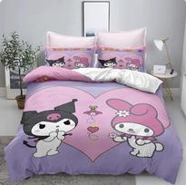 Kuromi spausdinta animacinė antklodės užvalkalas vaikams Mielas Sanrio Minkštas pritaikomas patalynė Pagaminta pagal užsakymą Namų miegamojo 180*220cm 3pcs