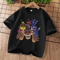 2026 Cartoon Five Nights At Freddys Kids T-shirts FNAF Graphic T-shirt Children Casual Sports Tops Short Sleeves Kids Clothing 110 brown