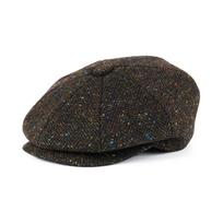 Feinion Men'S Wool Blend Newsboy Cap 8 Panel Ivy Tweed Cabbie Front Snap Brim Flat Hat Irish Cabbie Cap 60 black