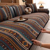 Bohemian Style Couch Cover Fresh All Seasons Universal Upscale Plush Anti-Slip Cushion Decorative Couch Cover Abrasion-Resistant Long-Lasting 70x70cm black
