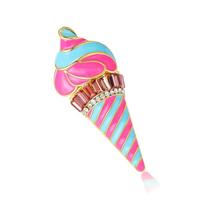 Colorful Sophisticated Ice Cream Brooch Elegant Vibranting Color Drip Oil Designs Accessory for Costumes Enhancements 1 pink