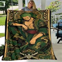 1pc Blanket - One Piece Zoro Print Design, Lightweight Blanket for Sofa, Bed- Soft &Warm, Gift for All Seasons 80cmx120cm brown