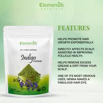 Elemensis Naturals Pure Indigo Powder organic for hair color, make shiny and strong hair, reduce hair fall and dandruff, 100gm