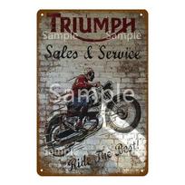 Vintažinis lenktyninio motociklo plakatas Triumph metalinė skardinė plokštelė Retro ženklai barui, alinėi, garažui, namų sienų dekorui 20x30cm YL143 20x30cm gray