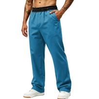 Men's Loose Fit Wide Leg Pants with Pockets for Athletic Casual Wear M blue
