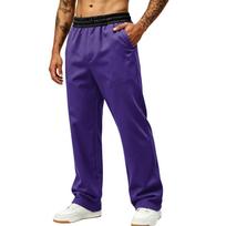 Men's Loose Fit Wide Leg Pants with Pockets for Athletic Casual Wear XL violetinė