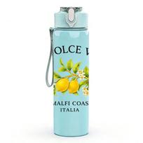 1PC Lemon Branch La Dolce Vita Quote 750ml Color Plastic Water Bottle Leakproof Flip Straw Lid For Sports Office Home Use Pack of 1