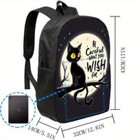 Casual Backpack, Laptop Bag, Black Carry-on Luggage, Adjustable Shoulder Strap, Sports Style, Cartoon Print Design Colorful Pers black