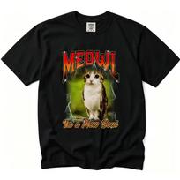 Meowl Cat Owl Funny I'm A New Soul Cat Meme T Shirt Men Women Vintage Fashion Oversized T-shirts Summer High Quality Cotton Tees L black