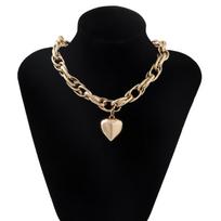 Hip Hop Thick Cross Chain With Heart Pendant Necklace for Women Chunky Short Choker Necklace Collar 2026 Fashion Jewelry on Neck beige