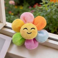 8cm Sunflower Chest Flower Soft Plush Toys Smile Colorful Flowers Stuffed Simulated Flower Brooch Spring Gifts For Friends 8cm orange