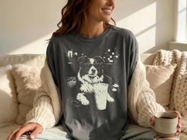 Borderkolis T-shirt - Puiki dovana Borderkolių mamoms ar tėčiams - Comfort Colors Collie savininkui šunų mylėtojui Vintažiniai marškinėliai 140 black