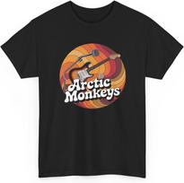 Retro Arctic Monkeys Guitar and Mic T-shirt S brown