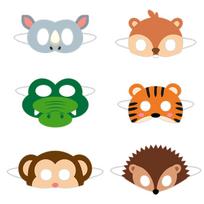 6 vnt. vaikiško gimtadienio popierinių kaukių, animacinių gyvūnų kaukių ir akinių rinkinys Cartoon animal mask B [6pcs]