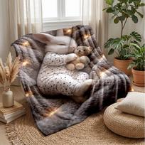Miegantys gyvūnai naktį tema pledas Lengvas šiltas flanelės pledas Dekoratyvinis užtiesalas namų dekoravimui 75x90cm