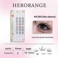 Vibrant Starry Sky False Eyelashes: Natural Curly Segments, Lively Contrasting Colors, Adhesive-Free, Manga-Style. gray