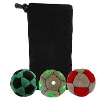 Trys medžiaginiai haky-saki (footbag) kamuoliukai su nešiojimo maišeliu. Patvarūs, minkšti footbag kamuoliukai rankų ir akių koordinacijai bei žaidimams lauke ir patalpose. One Size
