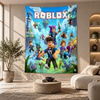 Dekoratyvinis gobelenas, Roblox spausdintas sienos menas, Lengvas sienos kabinamas elementas miegamojo fonui 130cmx150cm