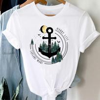 (Asian Size) Women Dandelion Trend 90s Sweet Trend Lovely Print Tee Top Clothing Casual Short Sleeve Fashion Tshirt Lady Female Graphic T-shirt S gray