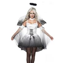 Helovino Maskarado Vaidinimo Kostiumas Baltas Angelas Juodas Demonas su Sparnais one size fits all balta