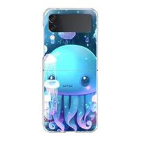 Phone Cover For Samsung Galaxy Z Flip 6 5 4 Case Transparent For Samsung Z Flip 3 Hard PC Foldable Shell Pink Jellyfish Oceanic Z Flip 6 blue