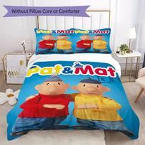 Pat & Mat Pattern Bedding,Quilt Set Quilt Cover Pillowcase Home Birthday Gift (1*duvet cover+2*pillowcase,without core)XSJT0917437 135x200cm blue
