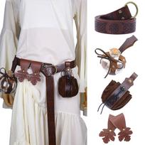 Viking Cosplay Costume Accessories Leather Belt And Magic Bottle For Fantasy Enthusiasts Set 11 gray