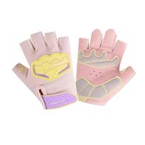 Shock-Absorption Children Half Finger Gloves Breathable Half Finger Gloves  Unisex Riding S rožinė