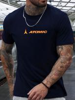 Trumpomis rankovėmis T-shirt ATOMIC Vyriškas 100% medvilnės marškinėliai su raštu Vasariniai apvaliu kaklu Kvėpuojantys Laisvalaikio Madingi Šaunūs Marškinėliai XL black