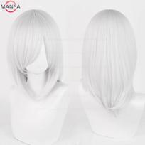 40cm Vidutinio ilgio Pagrindinė Anime Cosplay Perukas Kirpčiukai Šviesūs Juodi Balti Raudoni Rožiniai Žali Rudi Auksiniai Mėlyni Karščiui Atsparūs Sintetiniai Plaukai Perukai white