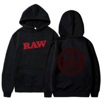 RAW Fashion Hoodie Vyriški megztiniai Polar Fleece su gobtuvu Harajuku Hip Hop laisvalaikio vyriškas moteriškas gobtuvas Aukštos kokybės megztinis megztinis L black