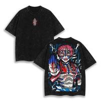 Akaza X Koyuki Demon Slayer Begalybės pilies lankas skalbinti marškinėliai vyrams moterims medvilniniai oversized marškinėliai gatvės stiliaus moteriški vyriški drabužiai patogūs viršutiniai marškinėliai S dramblio kaulas